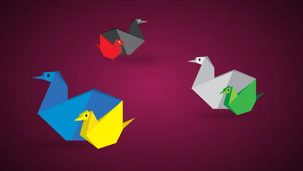 Vektor origami twin fåglar — Stock vektor