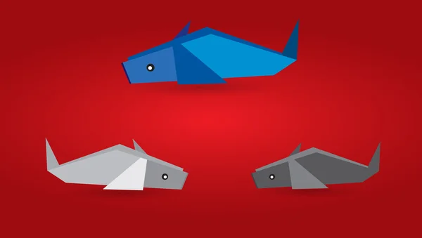 Baleines Origami vectorielles — Image vectorielle