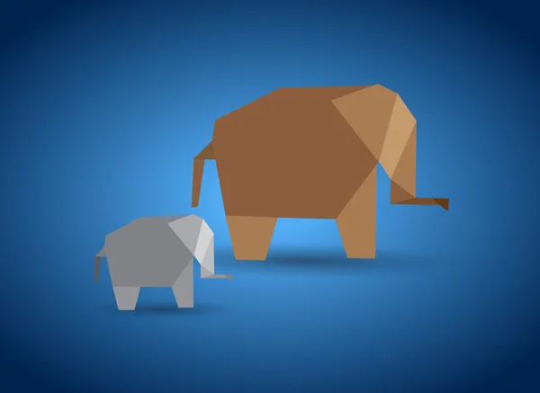 Vektor origami elefanter — Stock vektor