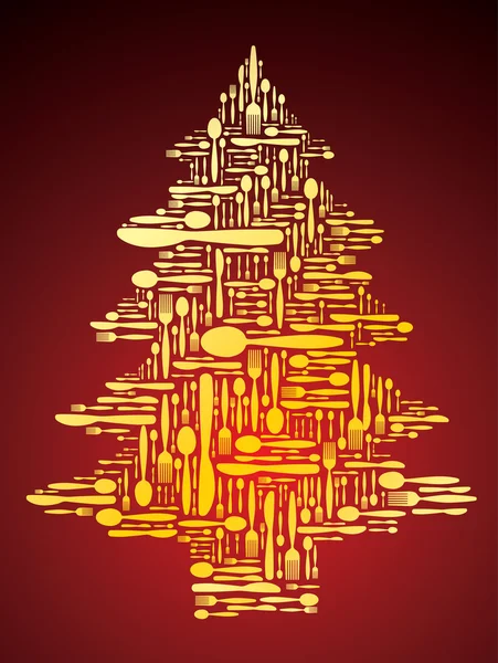 Vector Cutlery as Christmas Tree — Stock Vector