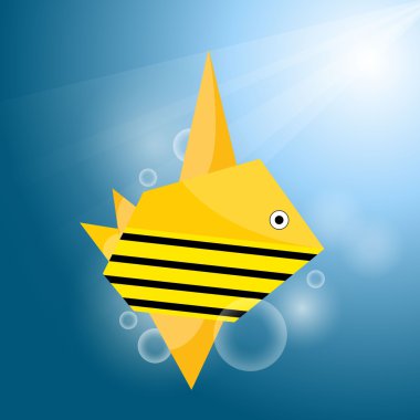 Vector origami stripe fish clipart