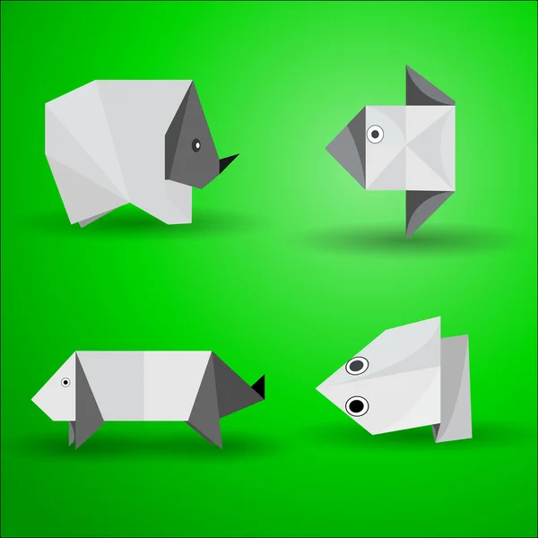 Animales de origami vectorial — Archivo Imágenes Vectoriales