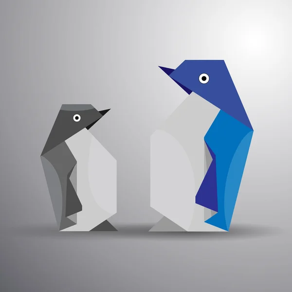 Vektorové origami pár Penguin — Stockový vektor
