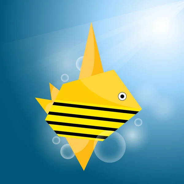 Vector origami peixe listra — Vetor de Stock