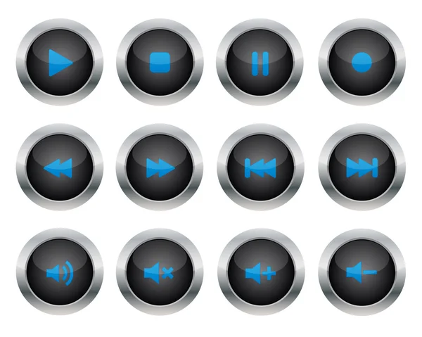 Мультимедійні кнопки — стоковий вектор