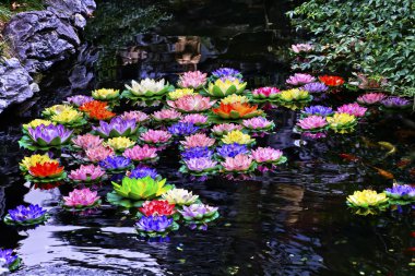 Carp Pond Artificial Water Lillies Jade Buddha Temple Jufo Si Sh clipart