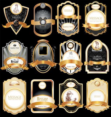 Vector set: gold-framed labels clipart