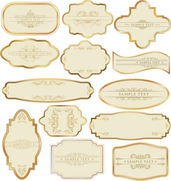 Set of golden labels — Stock Vector