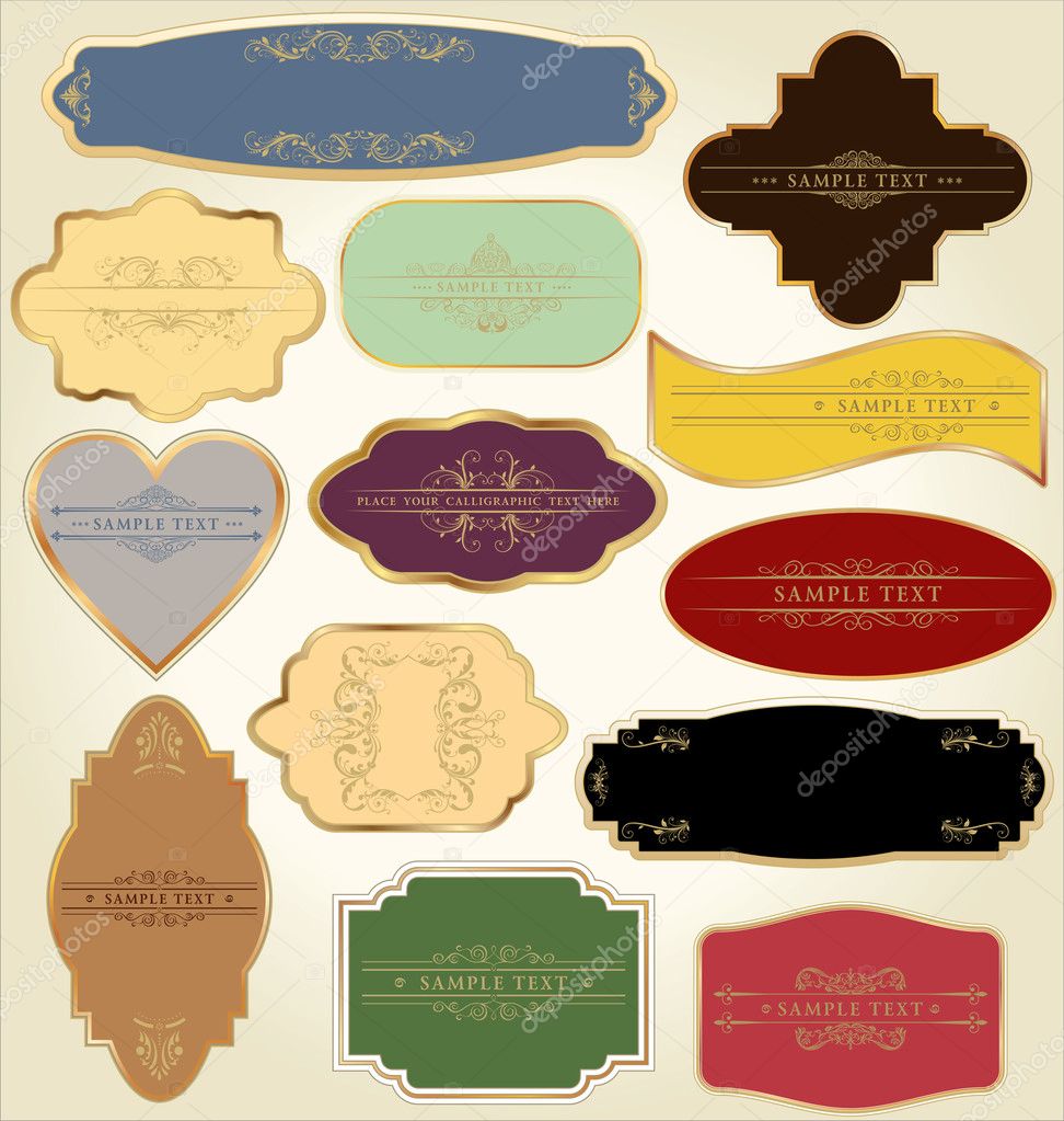Set of pastel labels