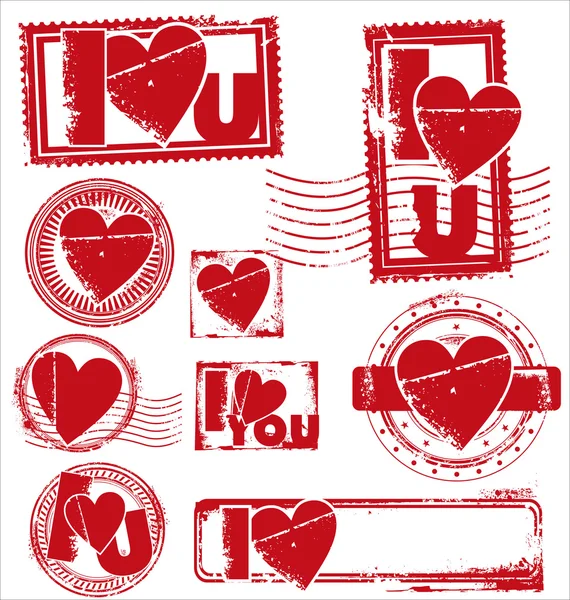 Σφραγίδα της αγάπης - διάφορα γραμματόσημα — Διανυσματικό Αρχείο