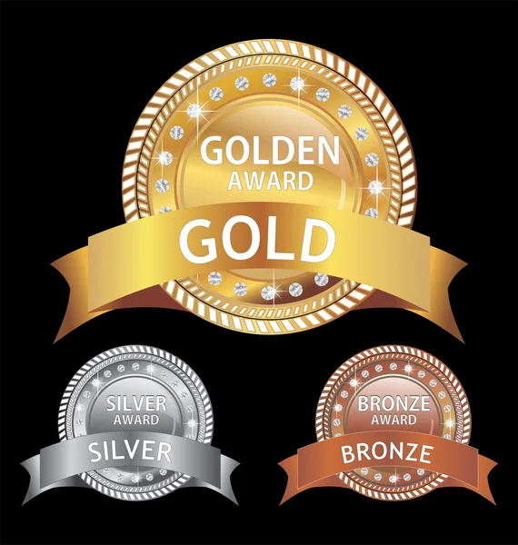 Gouden luxe etiketten - award — Stockvector