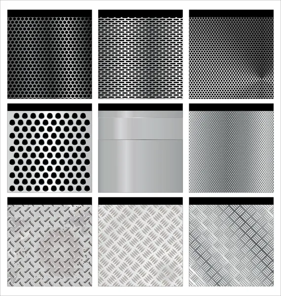 Texture métallique 9 set. Vecteur d'illustration . — Image vectorielle