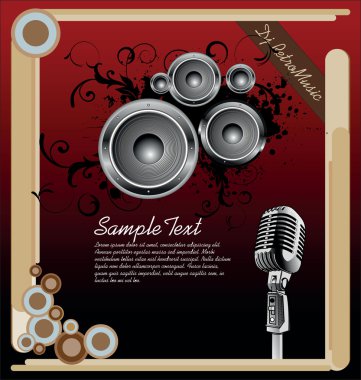 Vector illustration for a musical theme with speakers and abstract design e clipart