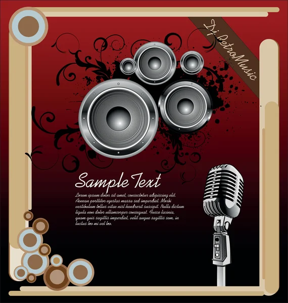 Vektor illustration för en musikalisk tema med högtalare och abstrakt design e — Stock vektor