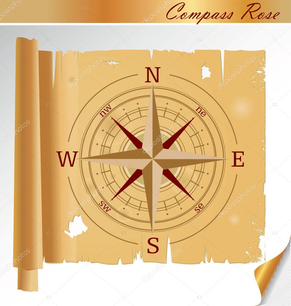 Vector oldstyle wind rose compass