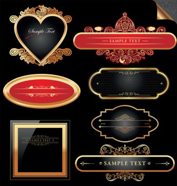 Ornate decorative golden vector frames clipart