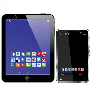 Tablet Computer Mobile Phone Isolated On The White clipart