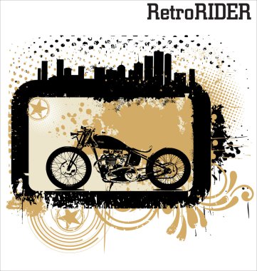 Retro vector background with a motorcycle clipart