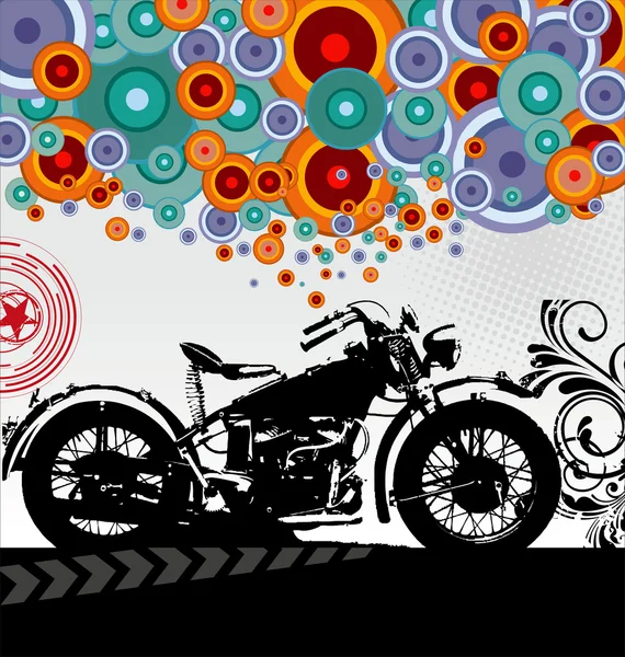 复古矢量背景与一辆摩托车 — 图库矢量图片
