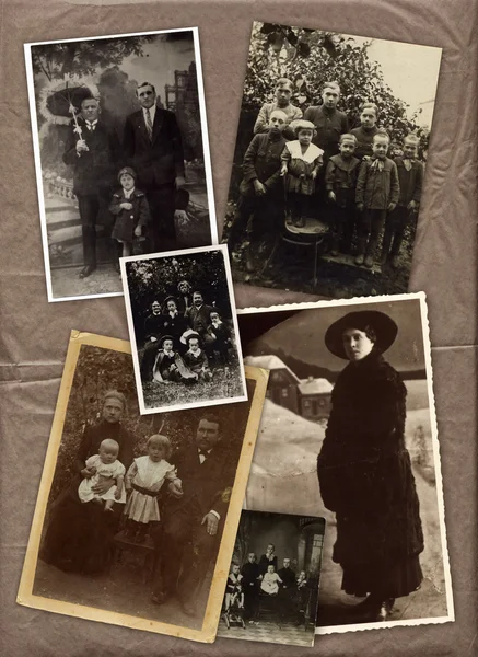Collection of old family photos — Stock Photo, Image