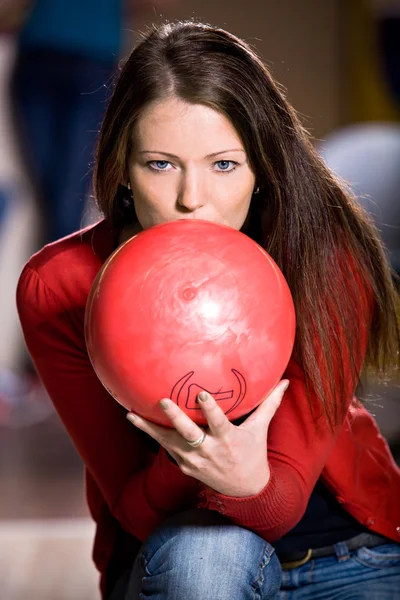 Bowling meisje — Stockfoto