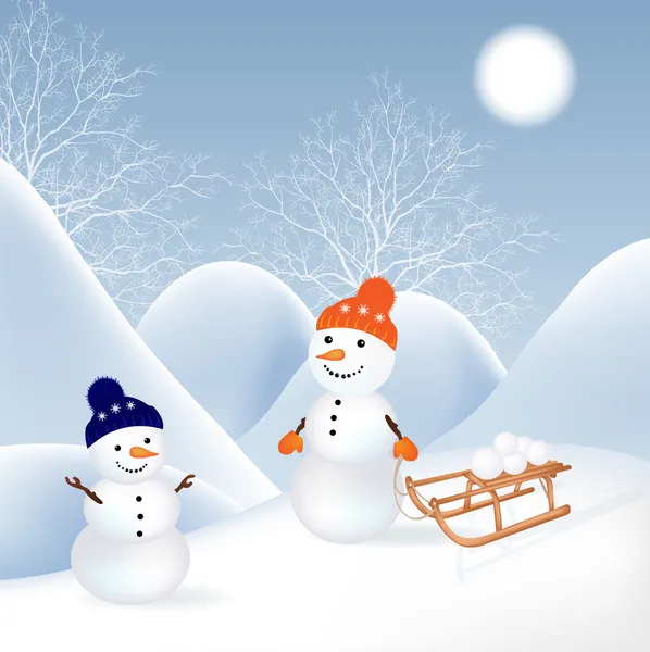 Синій різдвяний фон зі сніговиком — стокове фото