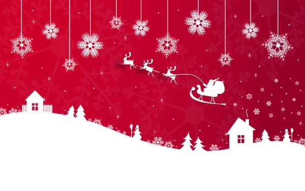 Röd jul banner med jultomten — Stock vektor