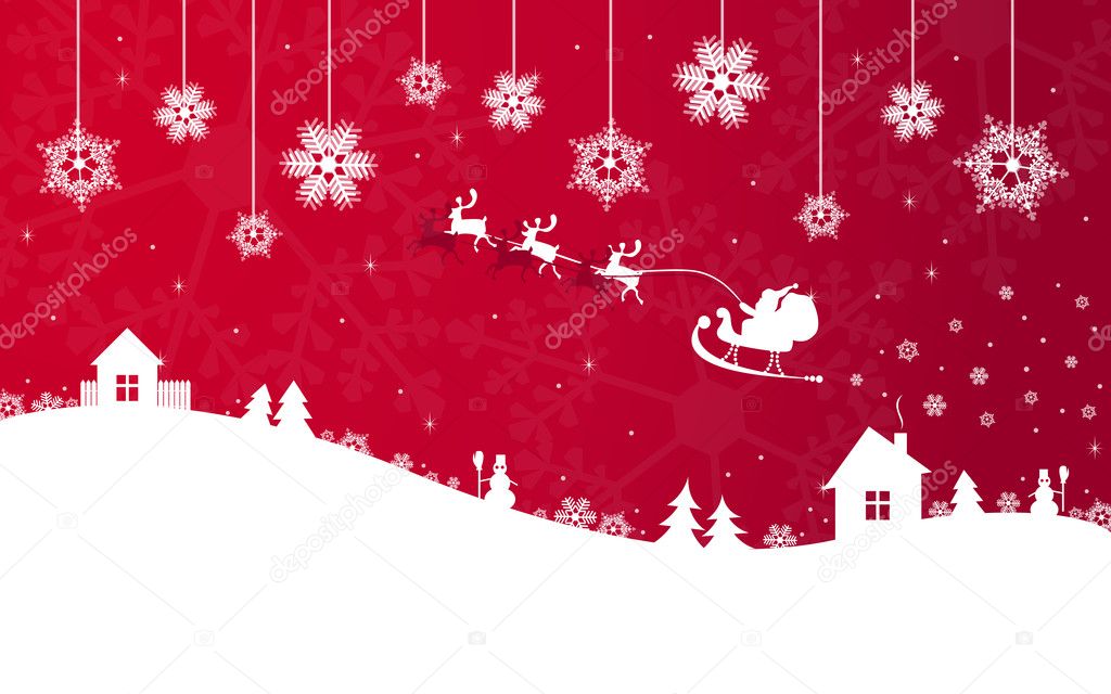 Red Christmas banner with Santa Claus