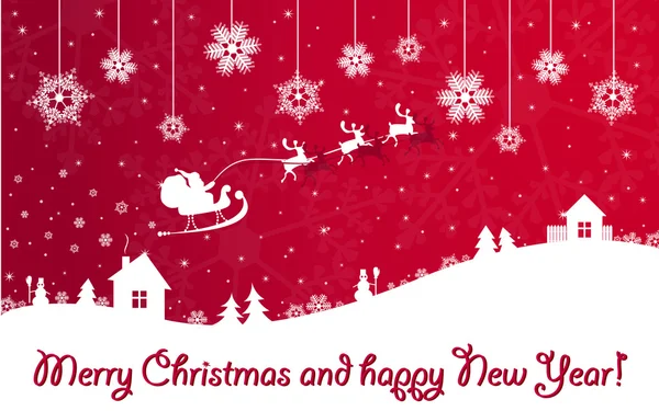 Banner rojo de Navidad y Año Nuevo con Santa Claus — Archivo Imágenes Vectoriales