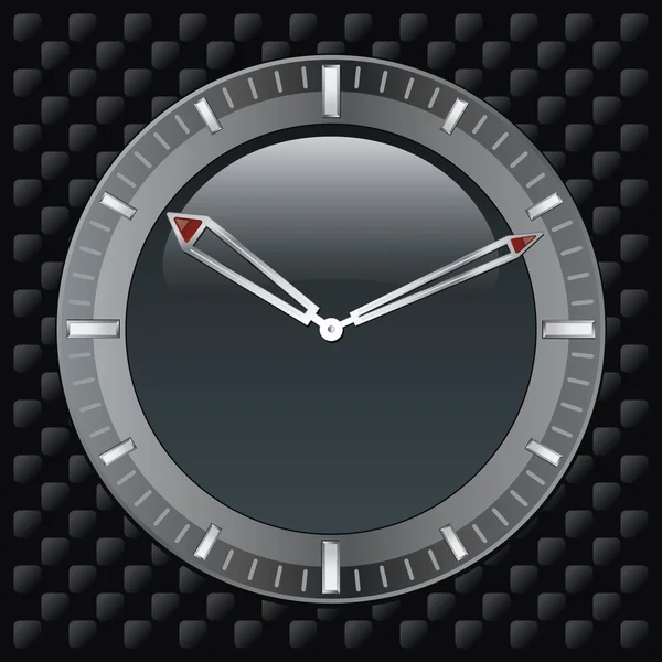 Reloj negro cara — Vector de stock