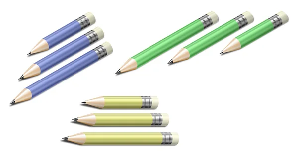 Ołówki o różnych kolorach i rozmiarach — Zdjęcie stockowe