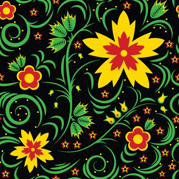 Λουλουδάτο μοτίβο άνευ ραφής. khokhloma — Διανυσματικό Αρχείο