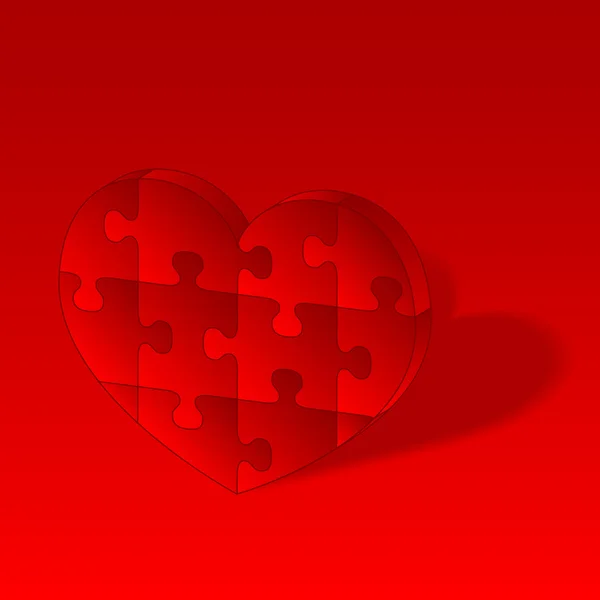 Kırmızı vektör puzzle kalp — Stok Vektör