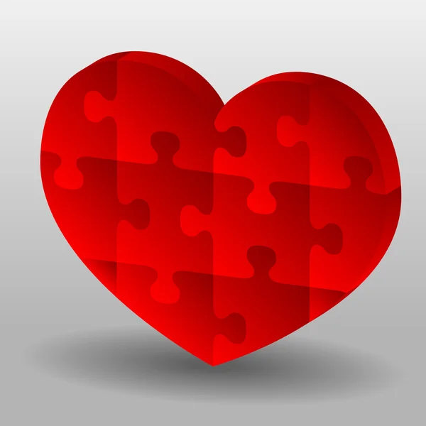 Červená puzzle srdce — Stockový vektor