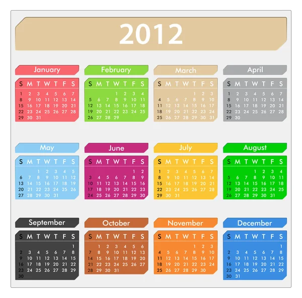 Calendario vectorial 2012 — Vector de stock