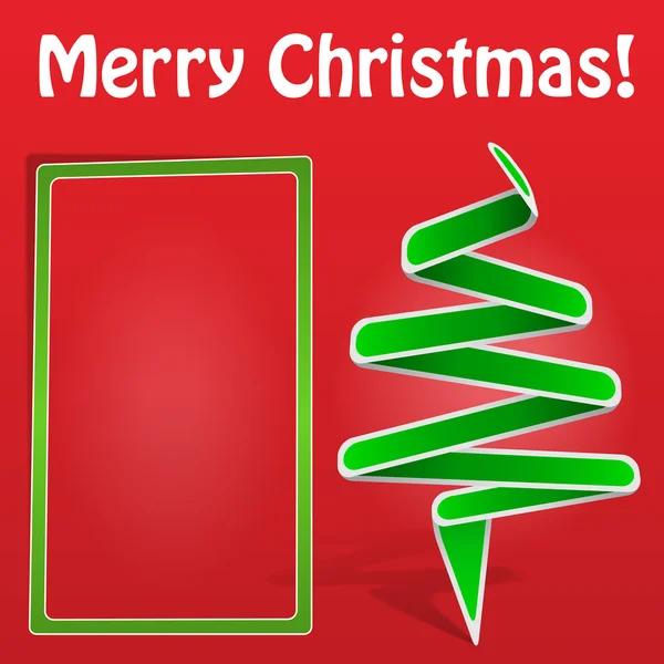 緑の折り紙ツリーとクリスマス カード — ストックベクタ