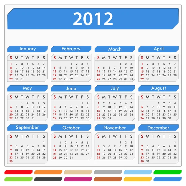 Calendário 2012 — Vetor de Stock