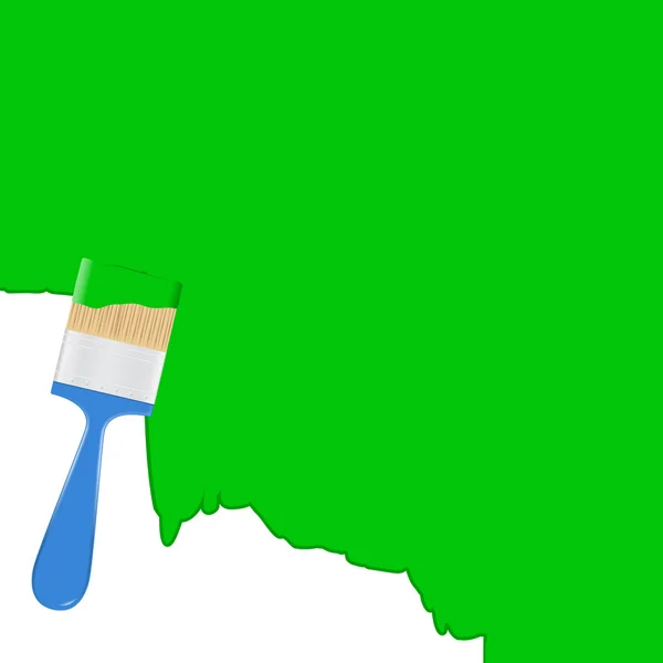 Fond vert vectoriel avec pinceau bleu — Image vectorielle