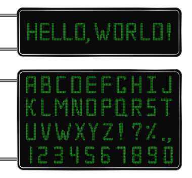 Vector Green Digital Font clipart