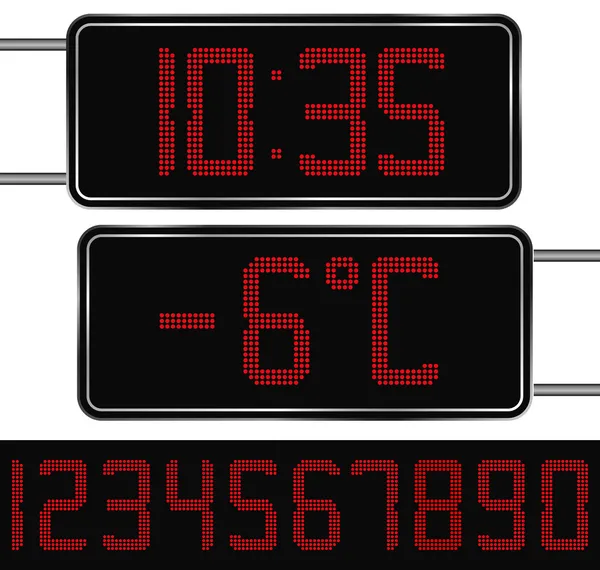 Цифровые часы и термометр — стоковый вектор
