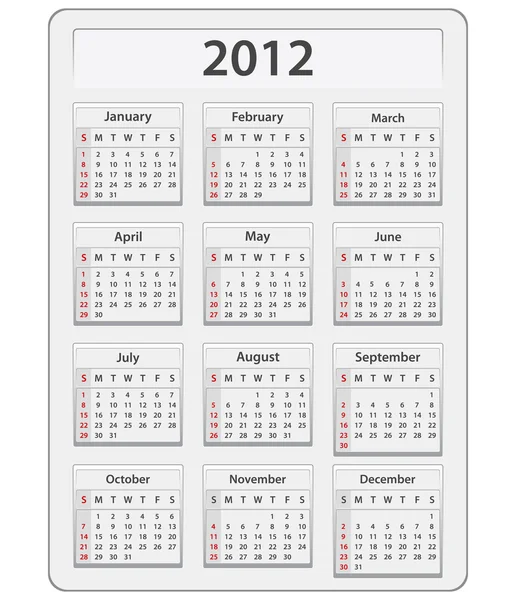 Векторний календар на 2012 рік — стоковий вектор