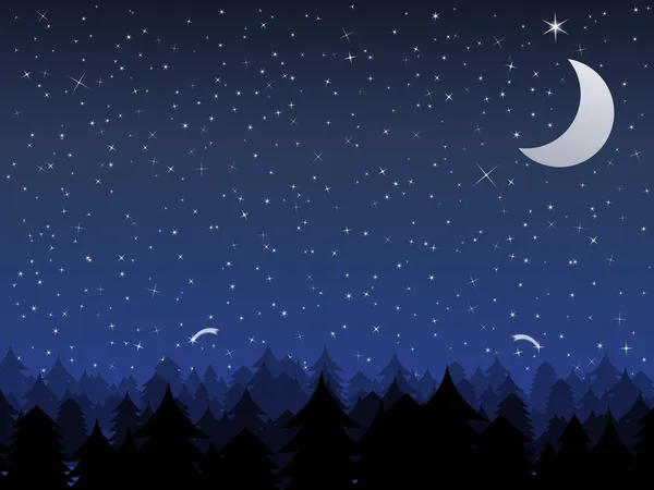 stock vector Night in a forest