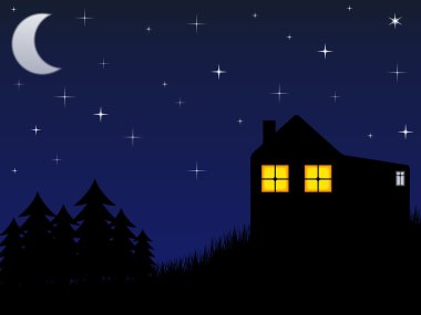House in a forest clipart
