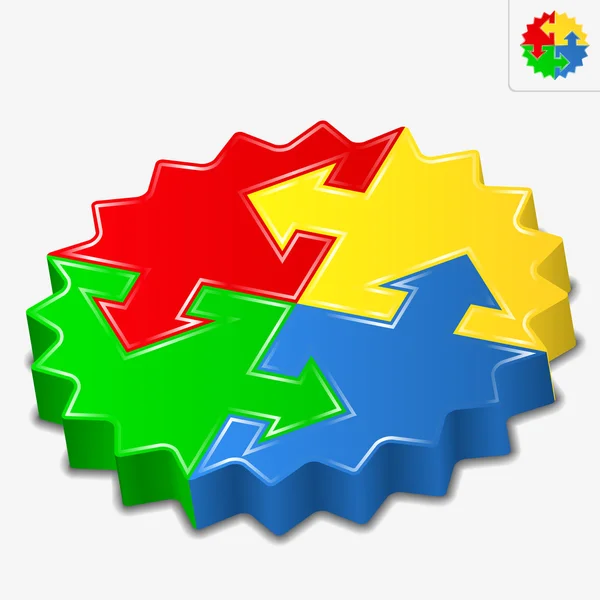 Pièces de puzzle avec flèches — Image vectorielle