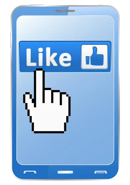 Smartphone with Like button — Stock Vector