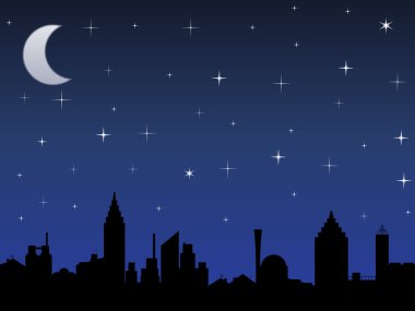 Night in the city clipart
