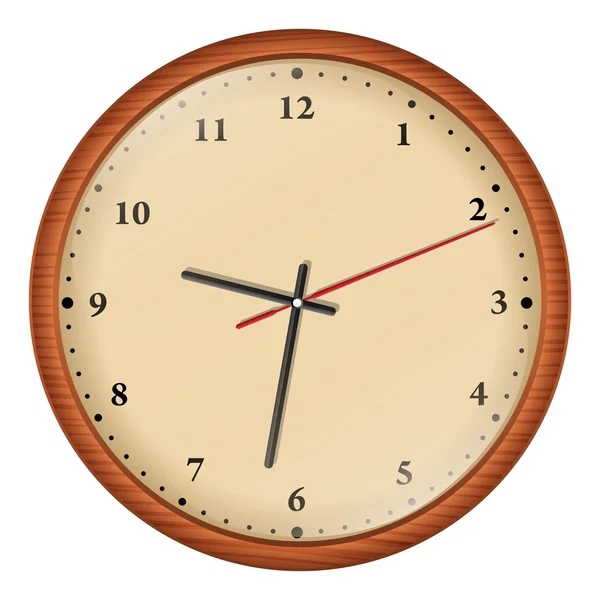 Reloj de pared de madera — Vector de stock