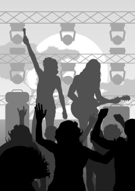 Rock concert landscape background illustration clipart