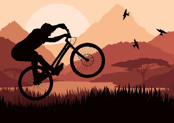 Δίκη αναβάτη ποδήλατο βουνού — Διανυσματικό Αρχείο