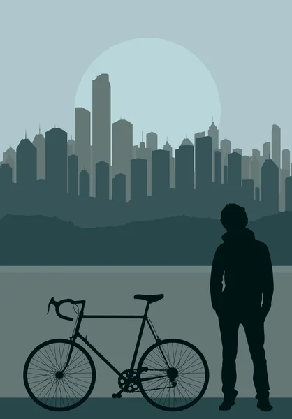 ビンテージ女性自転車のベクトルの背景 — ストックベクタ